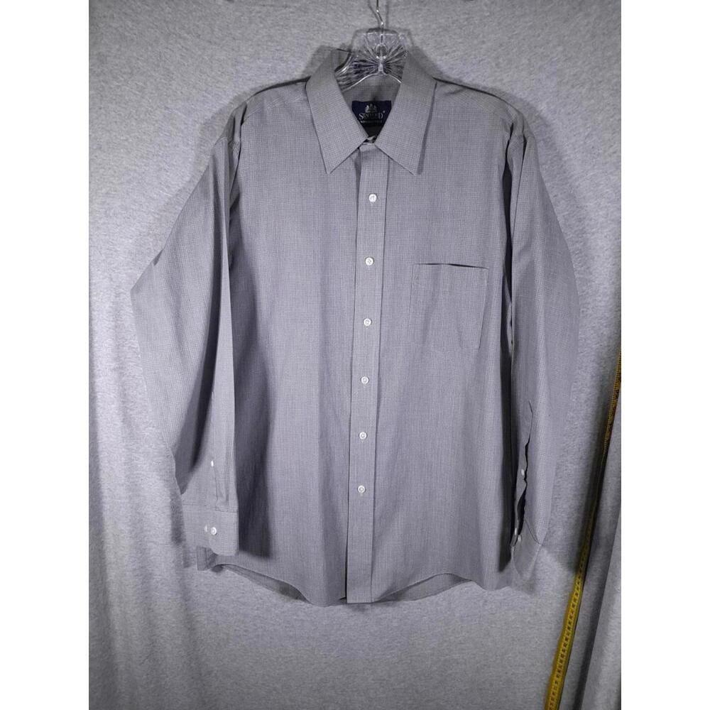 Stafford Button Up Mens‎ 33 Broadcloth Basket Weave Print Pocket